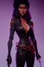 Placeholder: Pam Grier as evil queen in black leather, leather, busty, cleavage, angry, stern look. character design by cory loftis, fenghua zhong, ryohei hase, ismail inceoglu and ruan jia. unreal engine 5, artistic lighting, highly detailed, photorealistic, fantasy