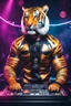 Placeholder: Half body Photography Humanoid Tiger as dj player smusical self expression play dj in disco club