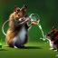 Placeholder:  Field mouse drinking water, cartoon, dark, high definition, ultra 8 k,