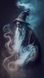 Placeholder: old wizard disappearing into thick smoke