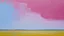 Placeholder: Gran lienzo con amplios campos de color magenta translúcido y azul pálido que se funden suavemente sin transiciones abruptas, superficie completamente uniforme y sin pinceladas visibles, composición abierta y luminosa que prioriza la relación óptica del color sobre la expresión emocional, estilo de abstracción pospictórica y Color Field Painting.
