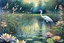 Placeholder: Richly textured mixed media layered painting in the styles of Georges Seurat, Samuel Palmer and Georgia O'Keeffe, a dreamy lily pond with wildflowers and lime grass, with a beautiful crane standing in the far background amidst a thicket of cattails. insanely detailed crisp HD quality. metallic pastel colours. Modifiers: Arthur Rackham Paul Klee pen and ink JAMES R. EADS dreamy expressionism 3D shading Edward Gorey metallic colors Esao Andrews Acrylic Pouring hallucinatory dramatic atmosphere and