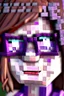 Placeholder: a close-up portrait of a purple Minecraft face, female, Gucci glasses,cute,3d, large pixel style