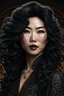 Placeholder: /image prompt:portrait of a mature asian goth woman with wavy black hair, fantasy style, realistic style, highly intrictae details, high quality, 8k