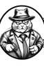 Placeholder: create a round logo with a fat tomcat holding a gun wearing glasses and giving gangster vibes it should be transparent without color