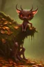 Placeholder: cute tiny forest demon sitting on a fallen leaf, intricately detailed, photorealistic, oil on canvas, trending on art station, high definition, hdr, cute, beautiful in sunshine