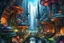 Placeholder: futurist sci-fi underground city, colorful, fantastical, intricate detail, 8k resolution, centered, matte painting, watercolor, pencil sketch, award winning, masterpiece, crisp quality, sharp, wet brush