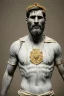 Placeholder: Ultra Realistic image, Roman sculpture, white marble material, Lionel Messi, gold crown of natural thorns, god crown, gold veins, gold ornaments, Renaissance style, sun rays background, waist up portrait, epic, celestial, cinematic lighting, God lights, 4k resolution, smooth details, soft lighting, unreal engine 5, art station, substance 3d.