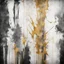 Placeholder: Hyper Realistic big golden & charcoal-black grungy scratches on white rustic peeling-paint background with vignette effect