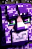 Placeholder: a close-up portrait of a purple Minecraft face, sleepy,3d, large pixel style