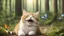 Placeholder: laughing cat in the forest playing with butterfly