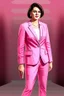 Placeholder: Extremely rich young female politician portrait in all pink outfit