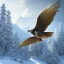 Placeholder: portrait of a bird of prey, feathers, extremely sharp detail, finely tuned detail, ultra high definition, 8k resolution, dynamic lighting, unreal engine 5, ultra sharp focus, mountains, winter landscape, background trees