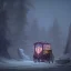 Placeholder: Boy stow away in magical carriage at night Nick Harris style