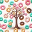 Placeholder: simple fantasy donut tree. minimalist. HD. Glowing. 3d style