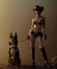 Placeholder: Ultra realistic, steampunk western party scene. Cabaret woman with dog-man, waist up view, dancing, happy, color smoke, highly detailed, concept art, unreal engine 5, god rays, ray tracing, RTX, lumen lighting, ultra detail, volumetric lighting, 3d, finely drawn, high definition, high resolution.