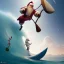 Placeholder: Santa standing of surfboard surfing a big wave, empty hands, beach, character design by cory loftis, fenghua zhong, ryohei hase, ismail inceoglu and ruan jia. unreal engine 5, artistic lighting, highly detailed, photorealistic, fantasy