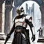 Placeholder: star wars bald male corellian jedi pilot wearing black and gunmetal grey old republic armored robes with gold trim, alone, battle-ready Jedi Master defending a ruined ancient city surrounded by golden light, centered head and shoulders portrait, hyperdetailed, dynamic lighting, hyperdetailed background, 8k resolution, volumetric lighting, light skin, fully symmetric details