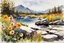 Placeholder: Sunny day, rocks, flowers, spring, mountains, epic, winslow homer watercolor paintings