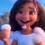 Placeholder: cute, adorable, smileing girl eating ice cream, candies flying all around her, Pixar, disney, cinema lighting, gaming, 8k, magic, love --q 1 --v 4