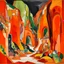 Placeholder: An orange colored gorge made out of minerals painted by Wassily Kandinsky