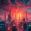 Placeholder: create a nice cool background for my account the image must show Worlds Non Existed and Reality and Reimagined , future modern city and future modern industry ,vibrant metallic colors .1:1 ratio. no text should displayed