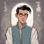 Placeholder: friendly disney style science fiction asian male character portrait