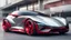 Placeholder: a futuristic electric magnetic car, super fast car, big wheels and propulsor, sport, front view camera angle, red cherry