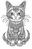 Placeholder: outline art for cute coloring pages with cat, white background, sketch style, full body, only use outline, Mandala style, clean line art, white background, no shadows and clear and well outlined