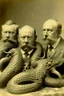 Placeholder: President James A. Garfield pictured as 3 headed hydra monster