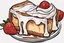 Placeholder: deep fried cheesecake bite, with a bite taken out clean vector style, bold outline