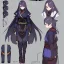 Placeholder: High quality, Detailed, Black long hair, Purple eyes, mouth open, blushing, ninja clothes, concept art