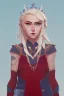 Placeholder: Blonde girl, white skin color, blue eyes, standing in the moonlight, handdrawn, red dress, wearing a crown,