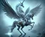 Placeholder: unicorn with glowing wings, shadow, surreal fantasy art, highly detailed, intricate patterns on wings, soft studio lighting, smooth dark blue background 64k