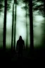 Placeholder: dark, foggy weather, night, forest, black, horror, art, evil, dark effect, white eyes, human shadow, three distinct shadows,