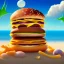 Placeholder: mcdonalds grimace sunbathing on beach