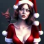 Placeholder: emma stone, sexy vampire witch female, fantasy, nip, breasts, bat wings, full body, santa hat