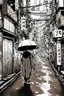 Placeholder: Tokyo alleys, line arts, rain