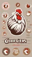 Placeholder: Generate a circular realistic sticker design with the text 'Chicken' in the center. Ensure the background is clean and minimalist, providing a polished and professional appearance. The focus should be on the clarity of the text and the simplicity of the overall design, making it suitable for various applications.