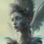 Placeholder: karlan, rusty metal, feathers, Dryad, fae, sidhe, ominous, nature, plants, wildflower, facepaint, dnd character portrait, intricate, oil on canvas, masterpiece, expert, insanely detailed, 4k resolution, retroanime style, cute big circular reflective eyes, cinematic smooth, intricate detail , soft smooth lighting, soft pastel colors, painted Renaissance style