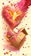 Placeholder: love letter explosion, art, drawing, very realistic, detailed, vibrant colors.