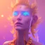 Placeholder: A portrait of a crystalised blue pink extraterrestrial, gold, diamonds, sunny background, atmospheric, realistic, unreal engine, 8k. Cinematic lighting, octane render.