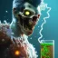 Placeholder: Closeup of a zombie in a magic glass, levitated lab equipment, 4k, Highly Detailed, Masterpiece, perfect eyes, Digital Illustration, Cinematic Lighting, Realistic, Sharp Focus, Centered, Beautifully Lit, Bioluminescent by Stanley Artgerm Lau