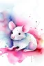 Placeholder: A pink sparkling wash of watercolor, with a cute mouse