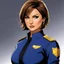 Placeholder: (in the style of Orion, by Masamune Shirow) youthful Mariska Hargitay as Olivia Benson with short hair in Law & Order: Special Victims Unit, 1999 Olivia Benson as a Star Trek Officer