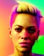 Placeholder: portrait, Shakira, blonde artist, Realistic image, drinking a strawberry milkshake, pink line make-up, sweat, fog, goddess style, Neon colors, leds. Color background, photo studio, concept art, smooth, unreal engine 5, god lights, ray tracing, RTX, lumen lighting, ultra detail, volumetric lighting, 3d, finely drawn, high definition, 4k.