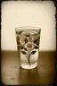 Placeholder: Verre d'eau avec des fleurs brodees, , tintype