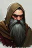 Placeholder: dnd, portrait of a noble dwarf with a long. grey beard, in a hood