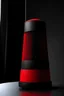 Placeholder: portable speaker, form inspired by taipei tower, architecture form, modern design style and black and red color