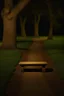 Placeholder: Night, square bench, dirt roads, trees, photography